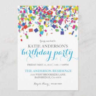 Rainbow Confetti | Invitation de fête d'anniversai