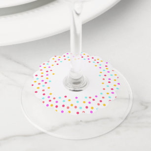 Rainbow confetti lichte en kleurrijke partij stipp wijnglaslabel