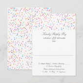 Rainbow Confetti minimalistische bruiloft RSVP Kaartje (Voorkant / Achterkant)