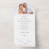 Rainbow Confetti Monogram Foto Weddenschap All In One Uitnodiging (Binnen)
