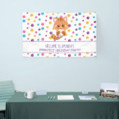 Rainbow Confetti Schattige Kat Verjaardagsfeestje Spandoek (Beurs)