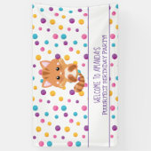 Rainbow Confetti Schattige Kat Verjaardagsfeestje Spandoek (Verticaal)