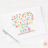 Rainbow Confetti Sprinkled met Love Custom Name Vierkante Sticker (Envelop)