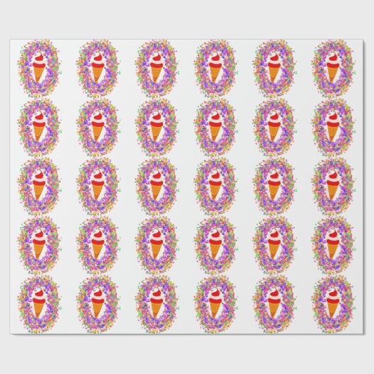 Rainbow Confetti Swirl Ice Cream Cadeaupapier (Vlak)