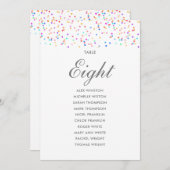 Rainbow Confetti Tafelnummer Zitkaarten (Voorkant / Achterkant)