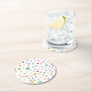 Rainbow Confetti Waterverf Stippen Papier Onderzet Ronde Kartonnen Onderzetter