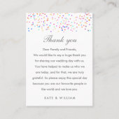 Rainbow Confetti Wedding Bedankt Plaatskaartje (Voorkant)