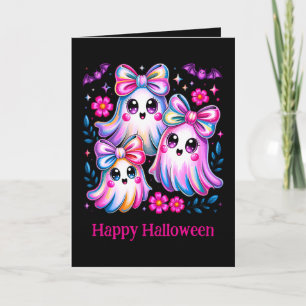 Rainbow Coquette Ghosts Hot Pink Happy Halloween Kaart