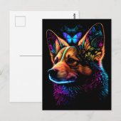 Rainbow Corgi en Butterfly Abstract Art Briefkaart (Voorkant / Achterkant)