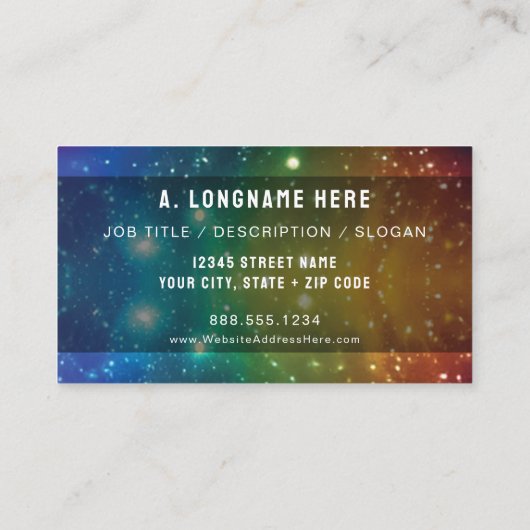 Rainbow Cosmic Galaxy Stars Artisan Company Logo Visitekaartje (Achterkant)