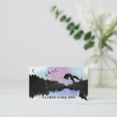 *~* Rainbow Cosmic Moon Fox Leaping Pine Trees Visitekaartje (Staand voorkant)