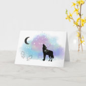 *~* Rainbow Cosmic Moon Howling Wolf Crystals Kaart (Gele Bloem)