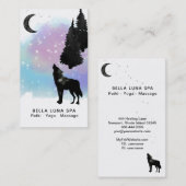 *~* Rainbow Cosmic Moon Howling Wolf Pine Trees Visitekaartje (Voorkant / Achterkant)