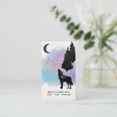 *~* Rainbow Cosmic Moon Howling Wolf Pine Trees Visitekaartje (Staand voorkant)