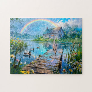 Rainbow Cottage with Ducks, Heron and Forest Strea Legpuzzel