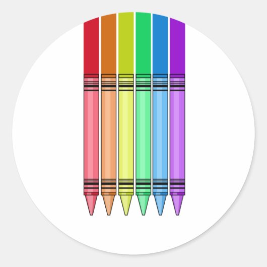 Rainbow Crayon Ronde Sticker (Voorkant)