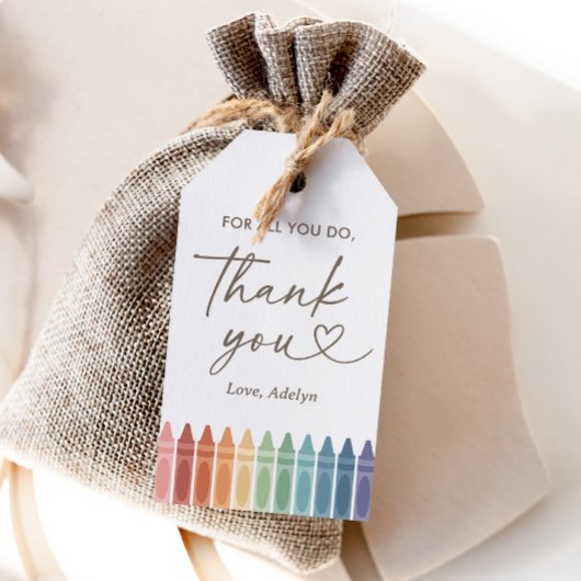 Rainbow Crayon Teacher Waardeer Gift Label Cadeaulabel