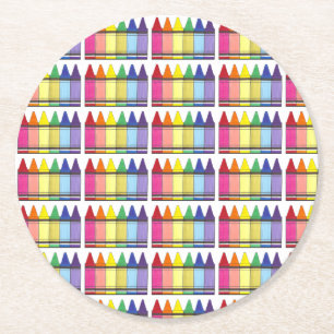 Rainbow Crayons Artist Art Class Verjaardagsfeest Ronde Kartonnen Onderzetter