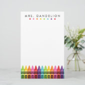 Rainbow Crayons | Kindergarten leraar Briefpapier (Staand voorkant)