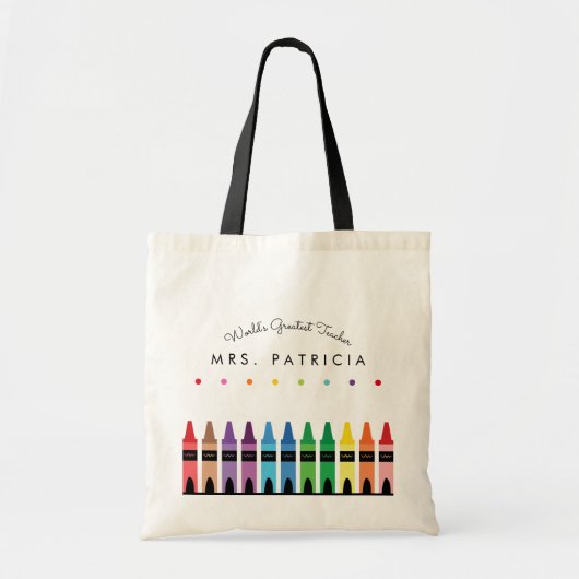 Rainbow Crayons Kindergarten Teacher Gift Tote Bag (Voorkant)