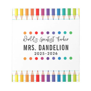 Rainbow Crayons Kindergarten Teacher Notitieblok