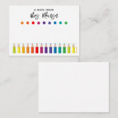 Rainbow Crayons Kindergarten Teacher Notitiekaartje (Voorkant / Achterkant)
