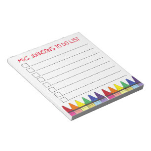 Rainbow Crayons personaliseerde leraar om lijst te Notitieblok