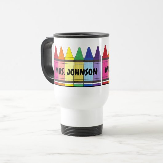 Rainbow Crayons Personalized School Art Teacher Reisbeker (Voorkant links)