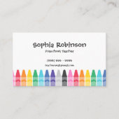 Rainbow Crayons Preschool Elementaire Leraar Visitekaartje (Voorkant)