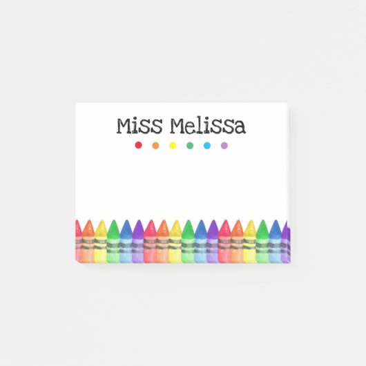 Rainbow Crayons Preschool leraar Sticky Notes (Voorkant)