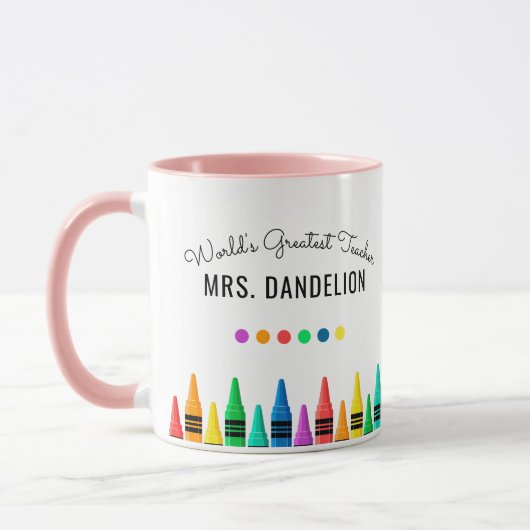 Rainbow Crayons 's werelds beste leraar koffie Mok (Links)