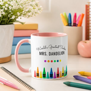 Rainbow Crayons 's werelds beste leraar koffie Mok