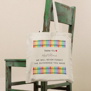 Rainbow Crayons Teacher Appreciation Canvas tas