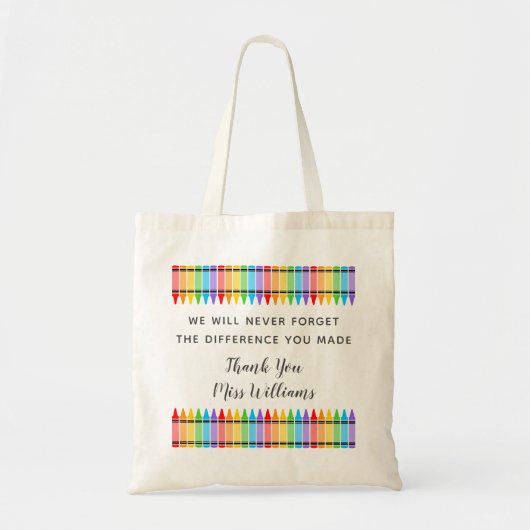 Rainbow Crayons Teacher Appreciation Canvas tas (Voorkant)