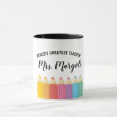 Rainbow Crayons Worlles Meilleure Mug enseignant (Centre)