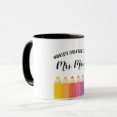 Rainbow Crayons Worlles Meilleure Mug enseignant (Devant gauche)