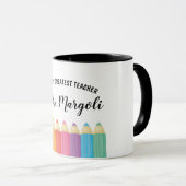 Rainbow Crayons Worlles Meilleure Mug enseignant (Devant droit)