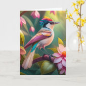 Rainbow Crested Jay Fantasy Bird Kaart (Gele Bloem)