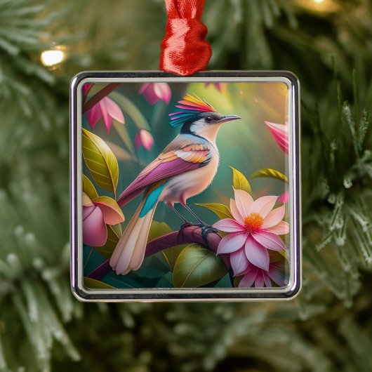 Rainbow Crested Jay Fantasy Bird Metalen Ornament (Boom)