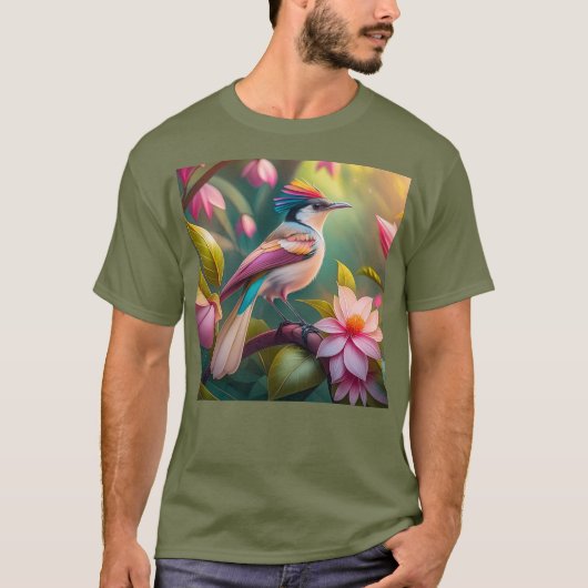 Rainbow Crested Jay Fantasy Bird T-shirt (Voorkant)