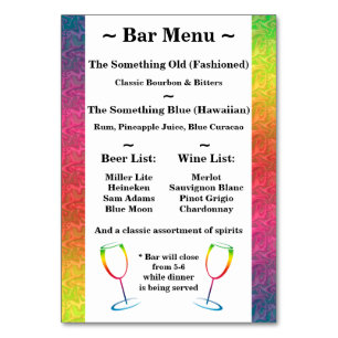 [Rainbow Crinkle Wedding] Heart Bar Menu Roze Kaart