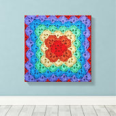 Rainbow Crochet Granny Square Canvas Afdruk (Insitu (Houten vloer))