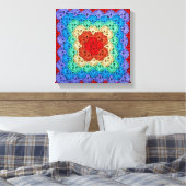 Rainbow Crochet Granny Square Canvas Afdruk (Insitu (Slaapkamer))