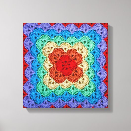 Rainbow Crochet Granny Square Canvas Afdruk (Voorkant)