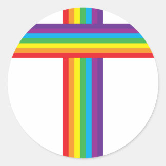 Rainbow CROSS Ronde Sticker