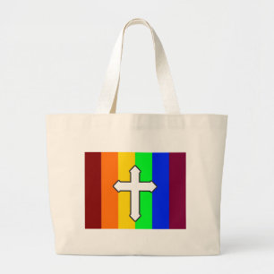 Rainbow Cross ROY G BIV Grote Tote Bag