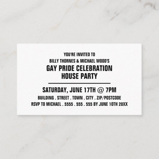 Rainbow Crowd, Gay pride Celebration Invitation Ca (Dos)