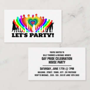 Rainbow Crowd, Gay pride Celebration Invitation Ca