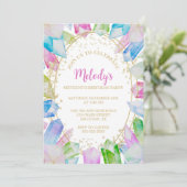 Rainbow Crystal Anniversaire Fête Invitation (Debout devant)