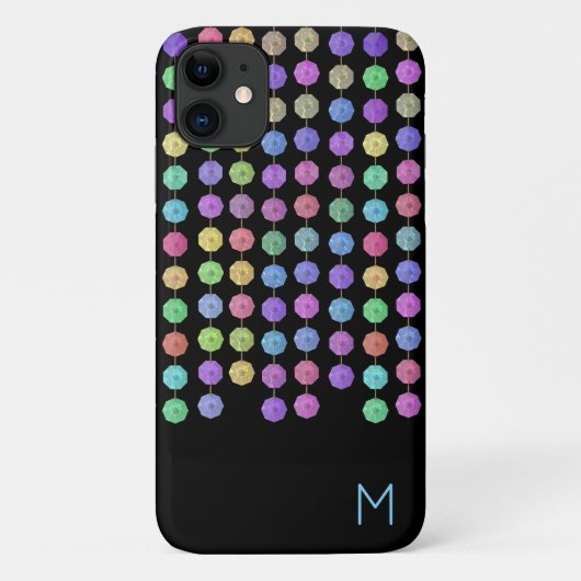 Rainbow Crystal Strands Monogram Telefoon Case (Achterkant)